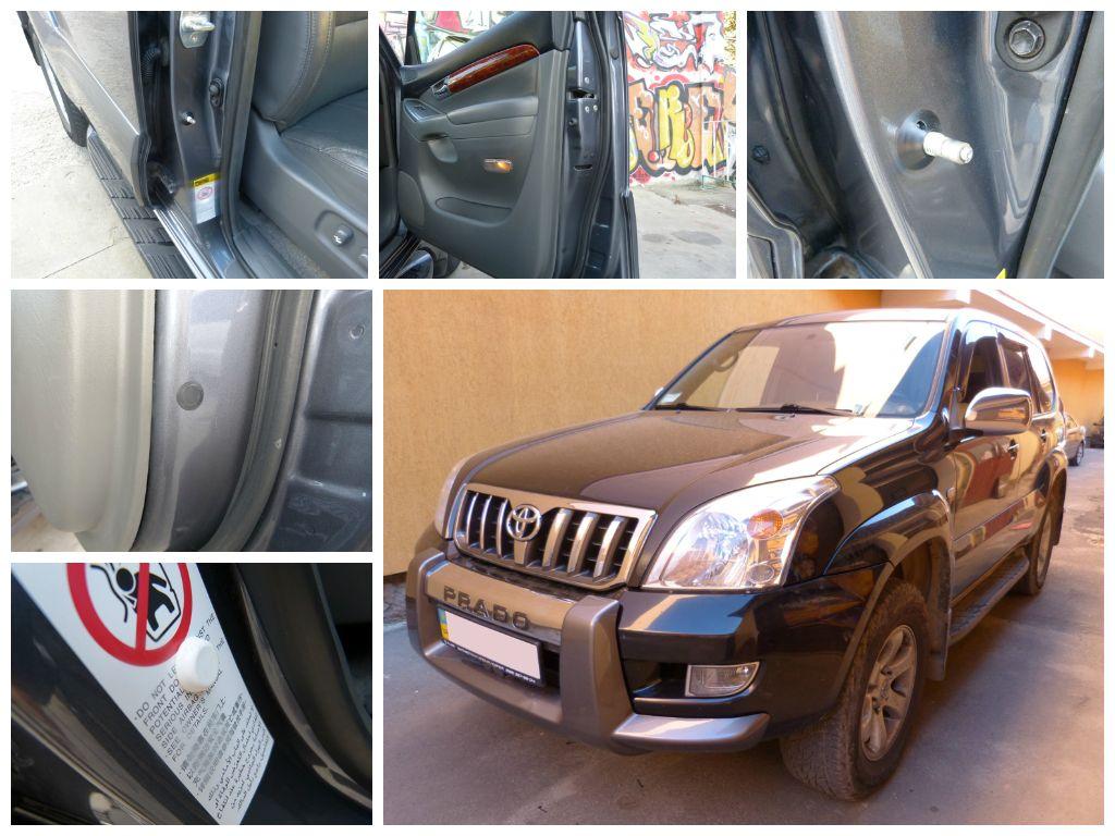 Установка доводчиков дверей SlamStop в Toyota Prado 120